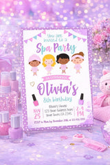 Spa Birthday Party Invitation, Editable Digital Invite (Instant Download)