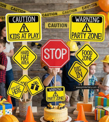 Construction Birthday Party Props, Set of 9 signs (Digital Download)