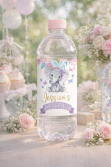 Elephant Water Bottle Labels EDITABLE Template, Floral Spring Butterflies Shower, Party Decorations, INSTANT DOWNLOAD