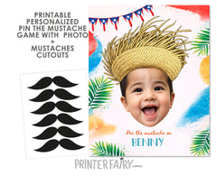 Personalized Puerto Rico Birthday Pin the Mustache Game Poster (Digital Download)