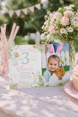 Bunny Editable Invitation with Photo Editable Template for Any Age, INSTANT DOWNLOAD