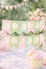 Bunny Editable Bunting Banner Template, Add your Own Text, Printable Party Decorations, INSTANT DOWNLOAD