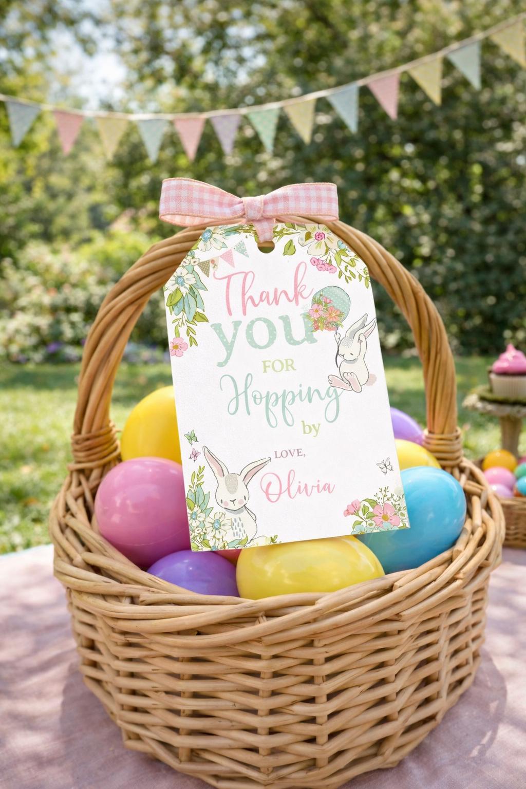 Bunny Favor Tag Editable Template, Add Your Own Text for Any Event INSTANT DOWNLOAD