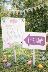 Editable Easter Egg Hunt Welcome Sign, Printable Arrow (Digital Download)