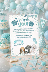 Puppy Thank You Cards, Dog Birthday Party Notes (Instant Download)