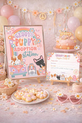 Groovy Puppy Adoption Station Sign and Certificate (Digital Download)