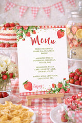 Strawberry Baby Shower Menu Sign Editable Template INSTANT DOWNLOAD