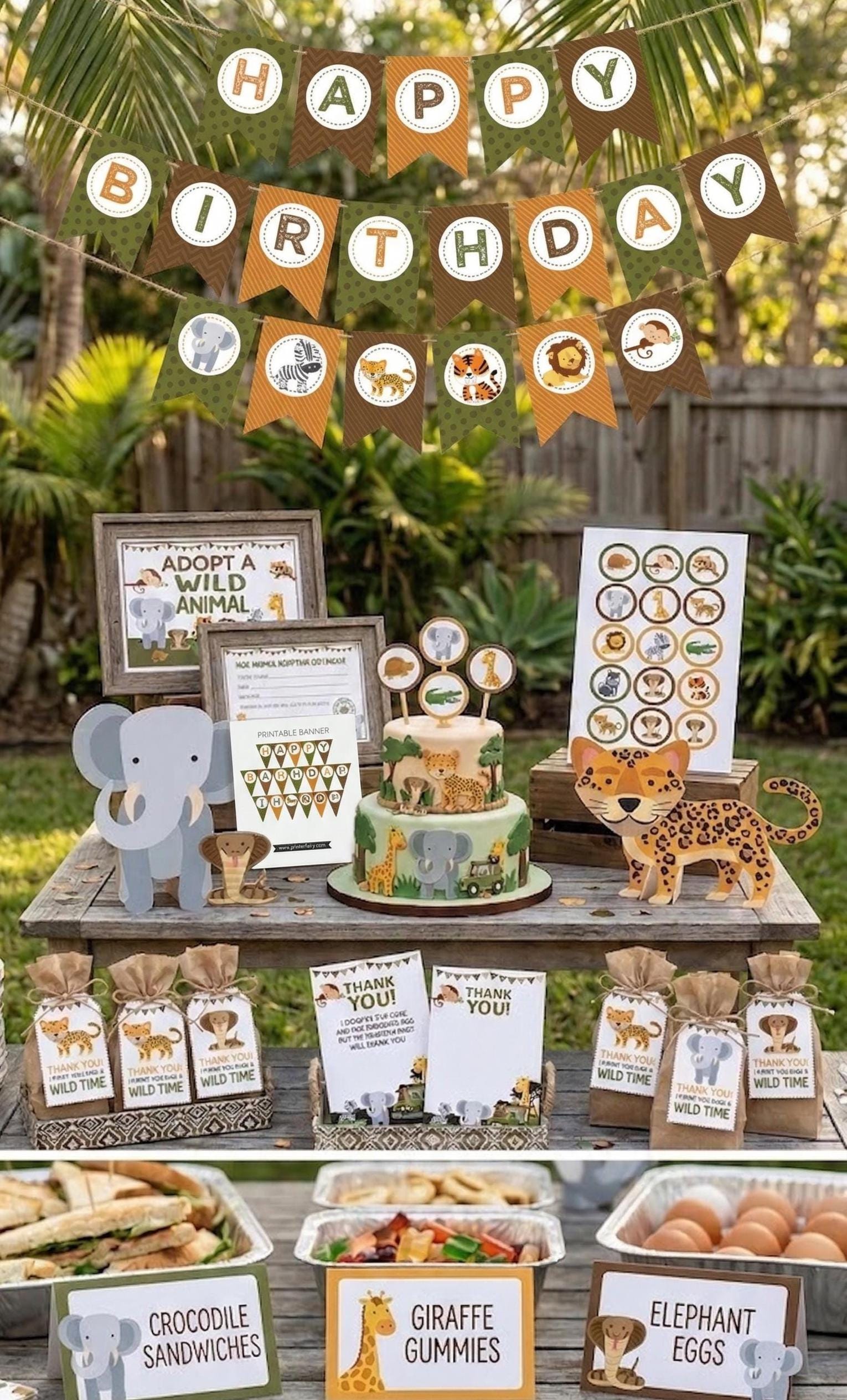 Safari Birthday Party Decorations Bundle (Digital Download)