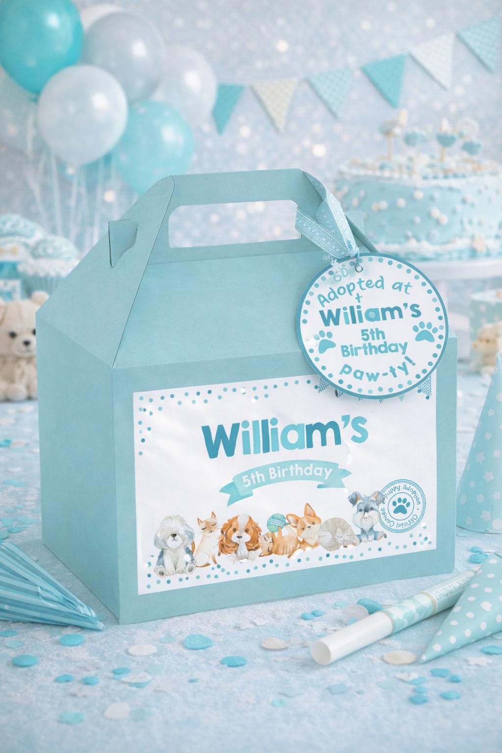Puppies Kitties Adoption Party Box Labels, Dog Birthday Paw-ty Favor (Digital Download)