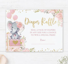 Editable Elephant Diaper Raffle Ticket (Baby Shower by Mail) (Digital Download)