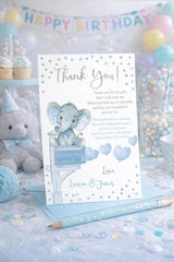 Editable Elephant Baby Shower Thank You Cards (Digital Download)