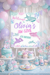 Shark Birthday Welcome Sign, Under the Sea Party Decor (Digital Download)