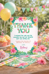 Luau Thank You Cards Editable Template, Hawaiian Party Printables, INSTANT DOWNLOAD
