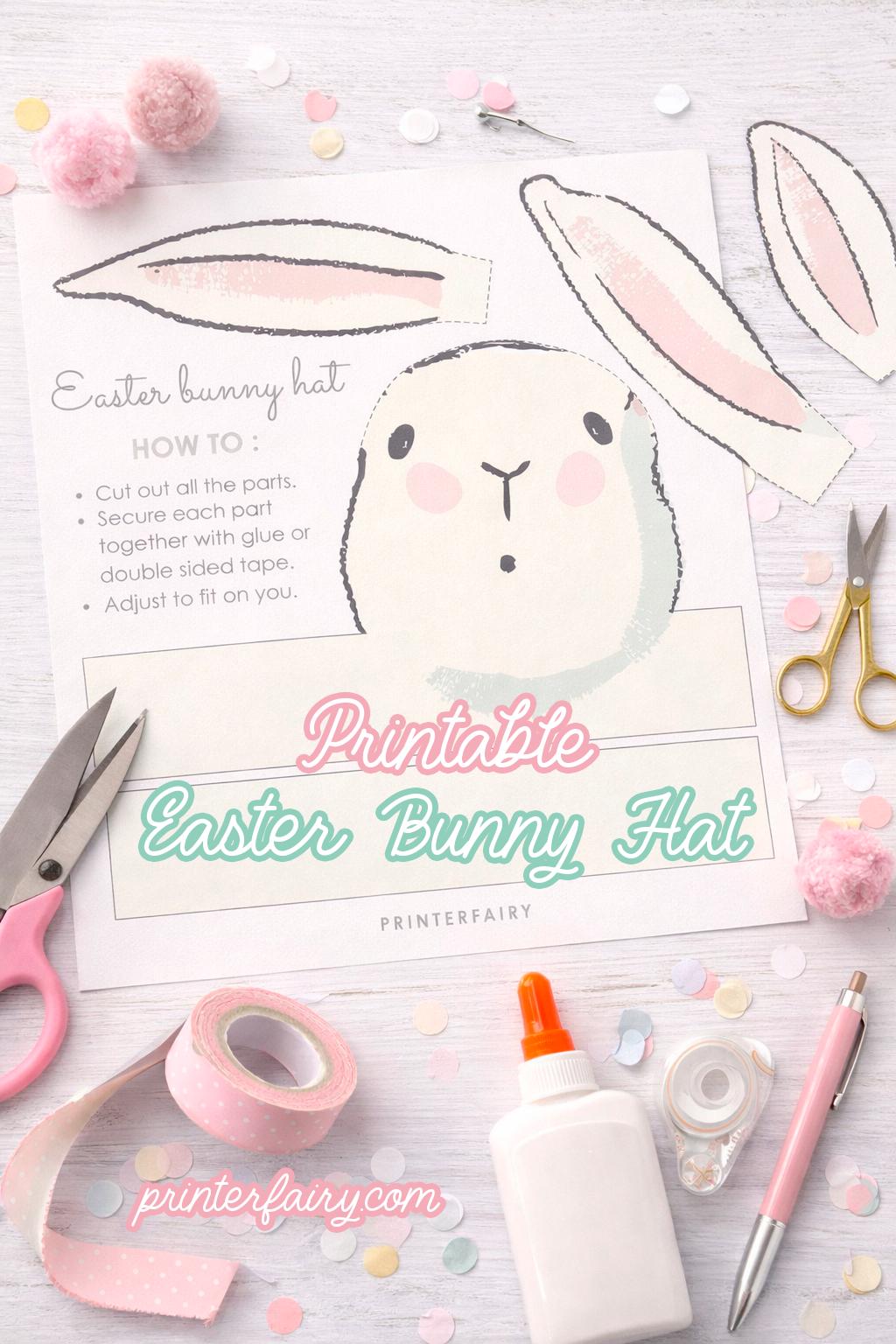 Easter Bunny Printable Hat, INSTANT DOWNLOAD