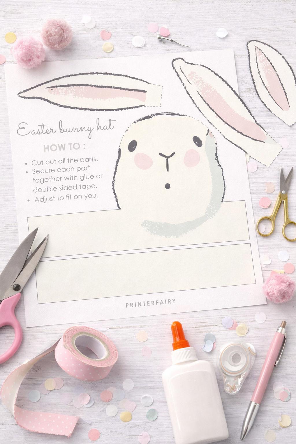 Easter Bunny Printable Hat, INSTANT DOWNLOAD