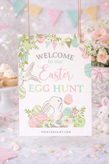 Easter Egg Hunt Welcome Sign Editable Template, Instant Download