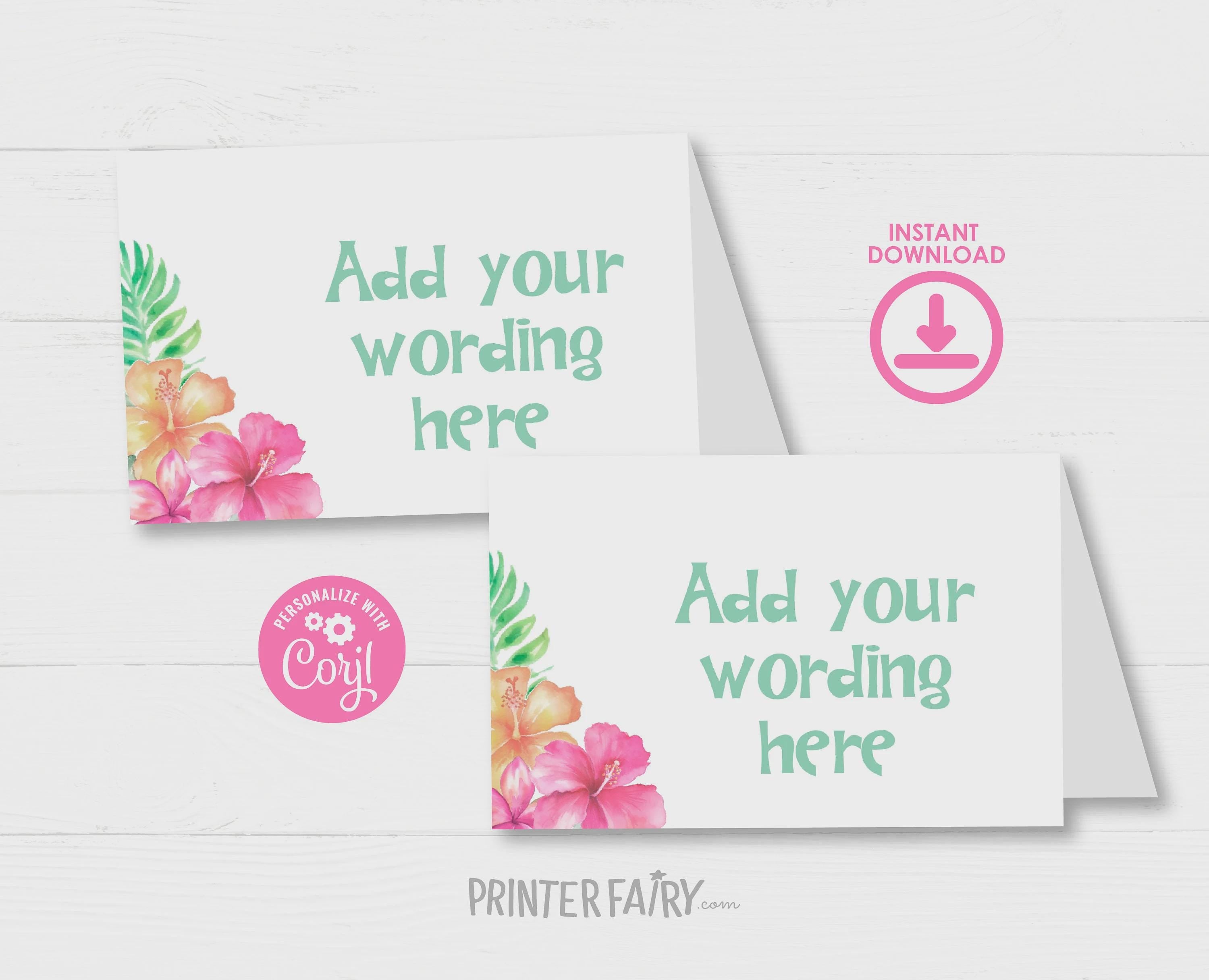 Luau Party Bundle: Editable Invitation, Signs, Toppers (Digital Download)