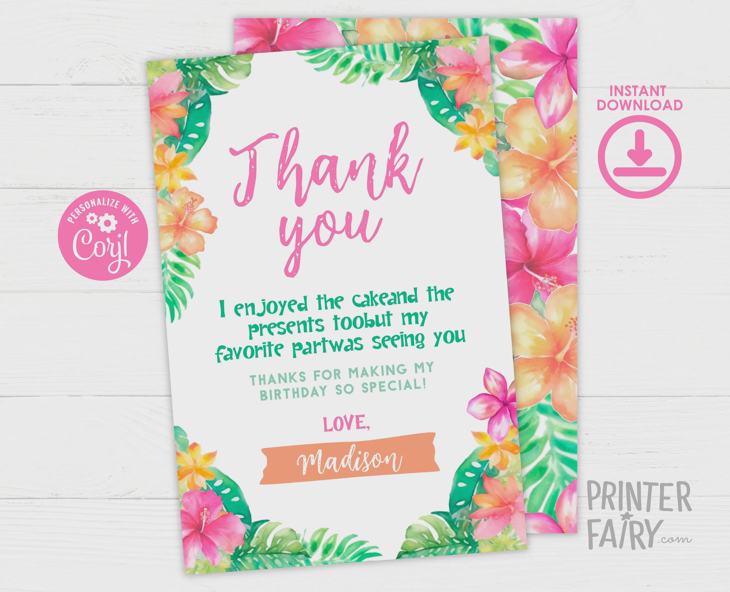 Luau Party Bundle: Editable Invitation, Signs, Toppers (Digital Download)
