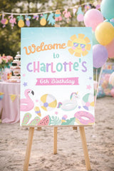 Pool Party Welcome Sign EDITABLE Template Summer Party Printables, INSTANT DOWNLOAD