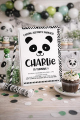 Panda Birthday Party Invitation Editable Template, Any age and wording, Instant Download