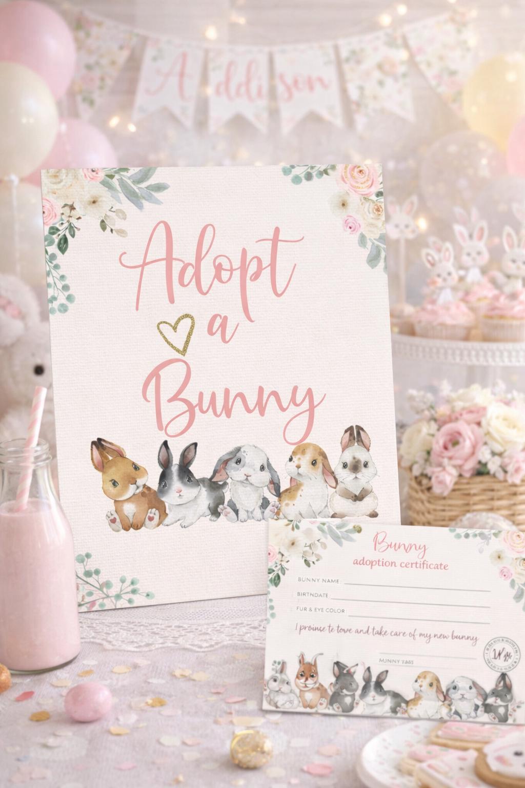 Bunny Adoption EDITABLE Templates Bundle, Adoption Certificate and Sign, INSTANT DOWNLOAD