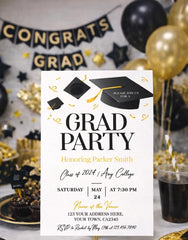 Graduation Party Invitation, Editable Template, College Grad Invite (Digital Download)
