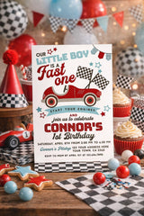 Race Car First Birthday Invitation, Fast One Editable Template (Digital Download)