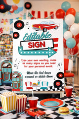 Diner Sign Editable Template, Add your own Text, INSTANT DOWNLOAD
