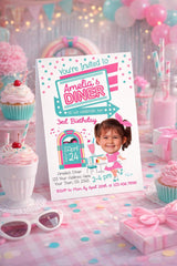 Diner Birthday Invitation Personalized with photo, Digital or Printable Design