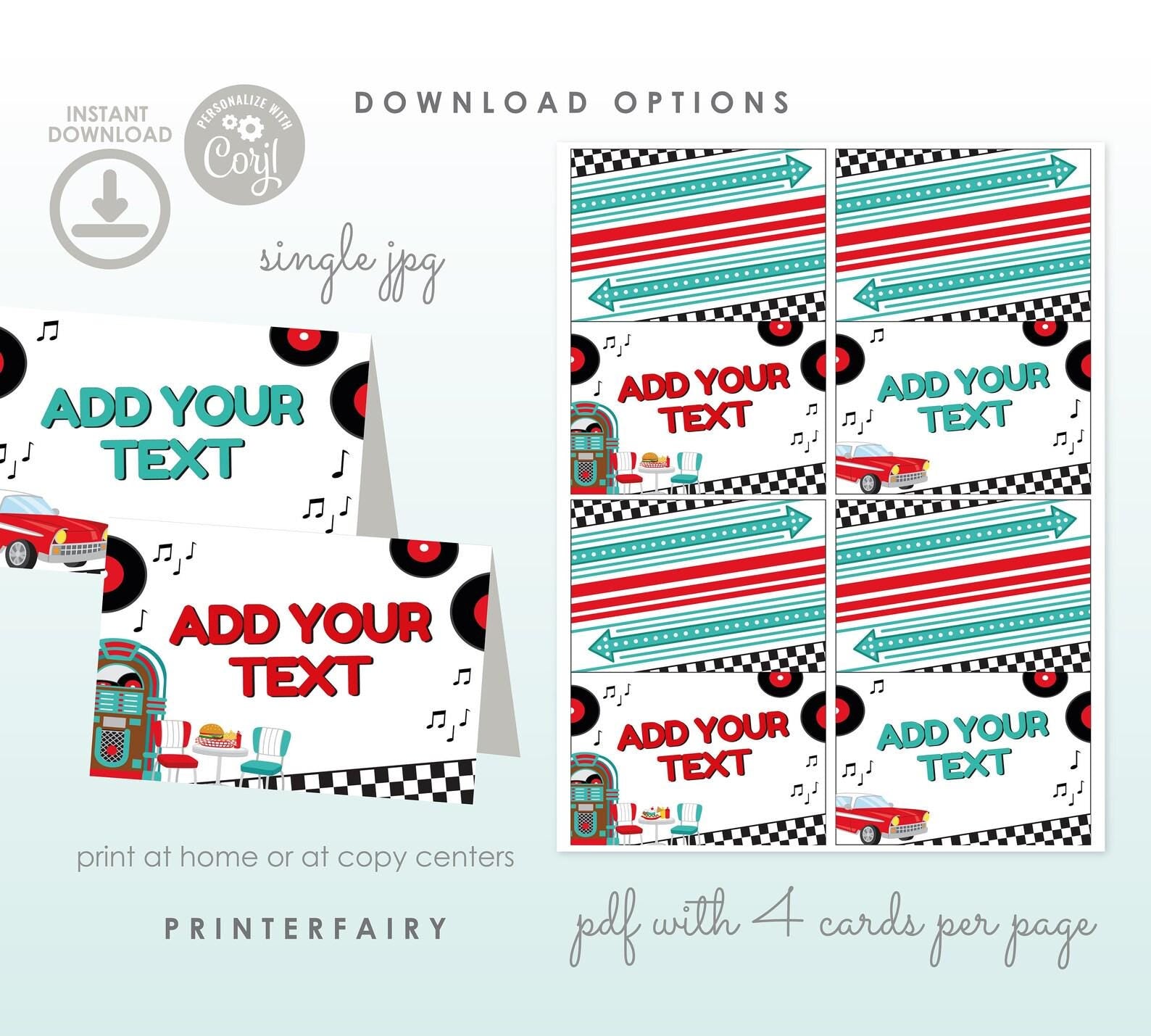 Diner Graduation Party Bundle, Editable Invitation, Signs, Menu (Digital Download)