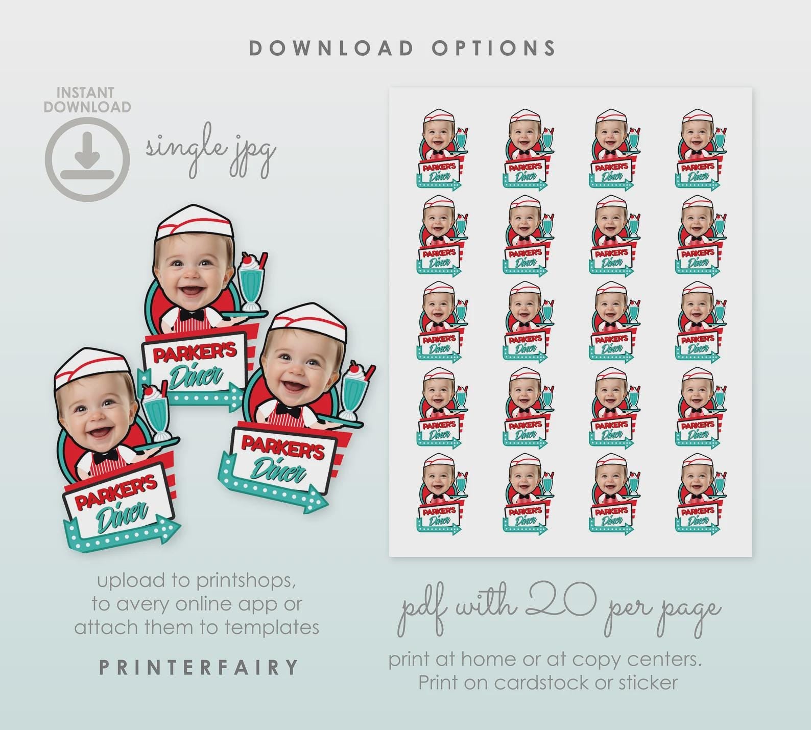 Diner Graduation Party Bundle, Editable Invitation, Signs, Menu (Digital Download)