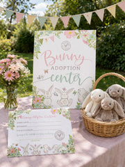 Bunny Adoption Party Sign and Certificate Ready to Print, INSTANT DOWNLOAD