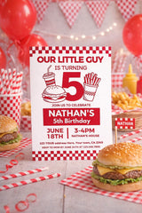 Burger Party Invitation Editable Template, Restaurant Birthday Invitation, Instant Download