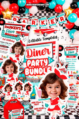 Diner Party Editable Bundle, Invitation, Signs, Labels, Decor (Digital Download)