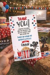 Movie Thank You Card, Cinema Party, Editable Template (Digital Download)