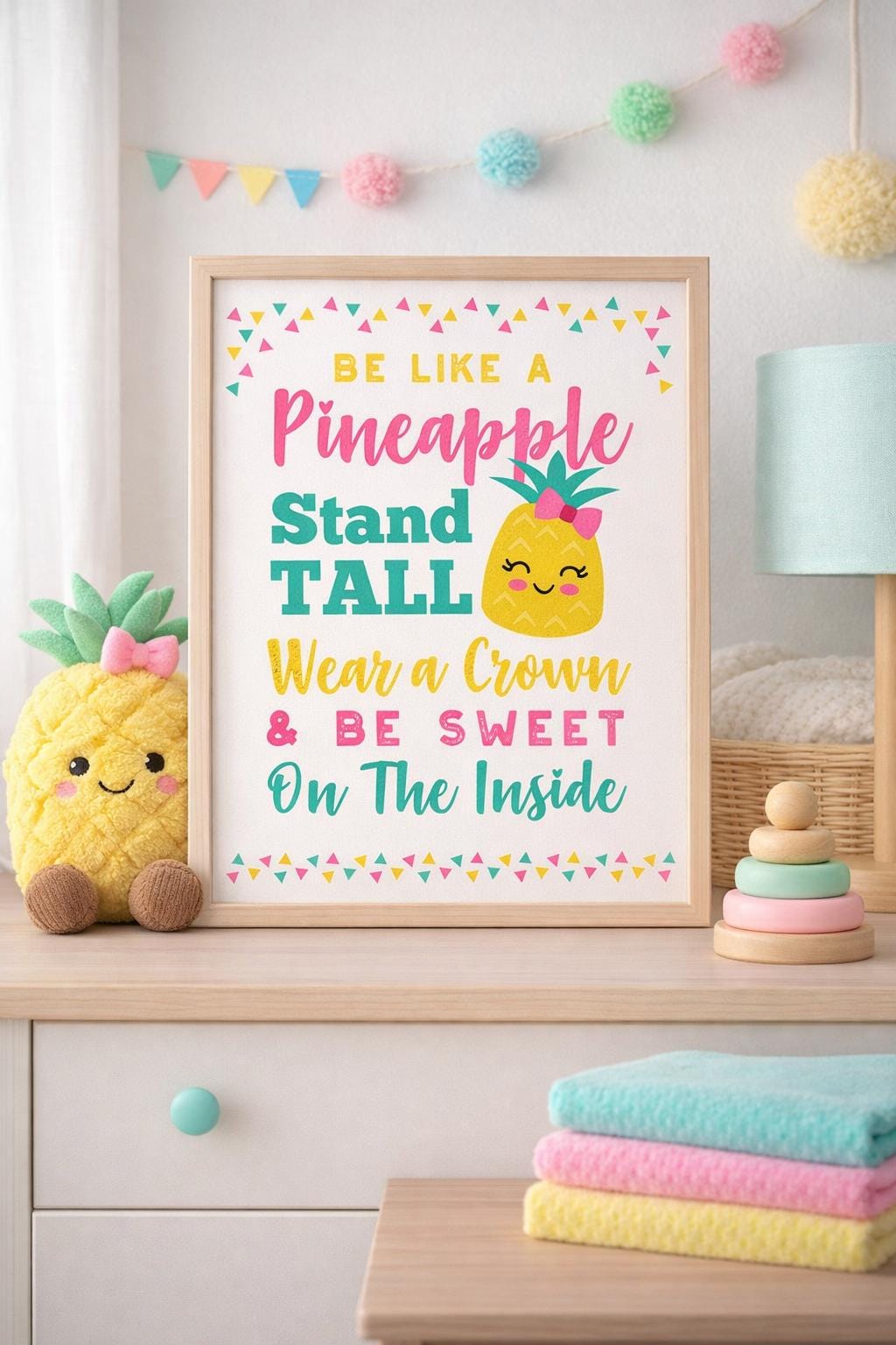 Pineapple Poster Nursery Printable Sign Decorations, INSTANT DOWNLOAD
