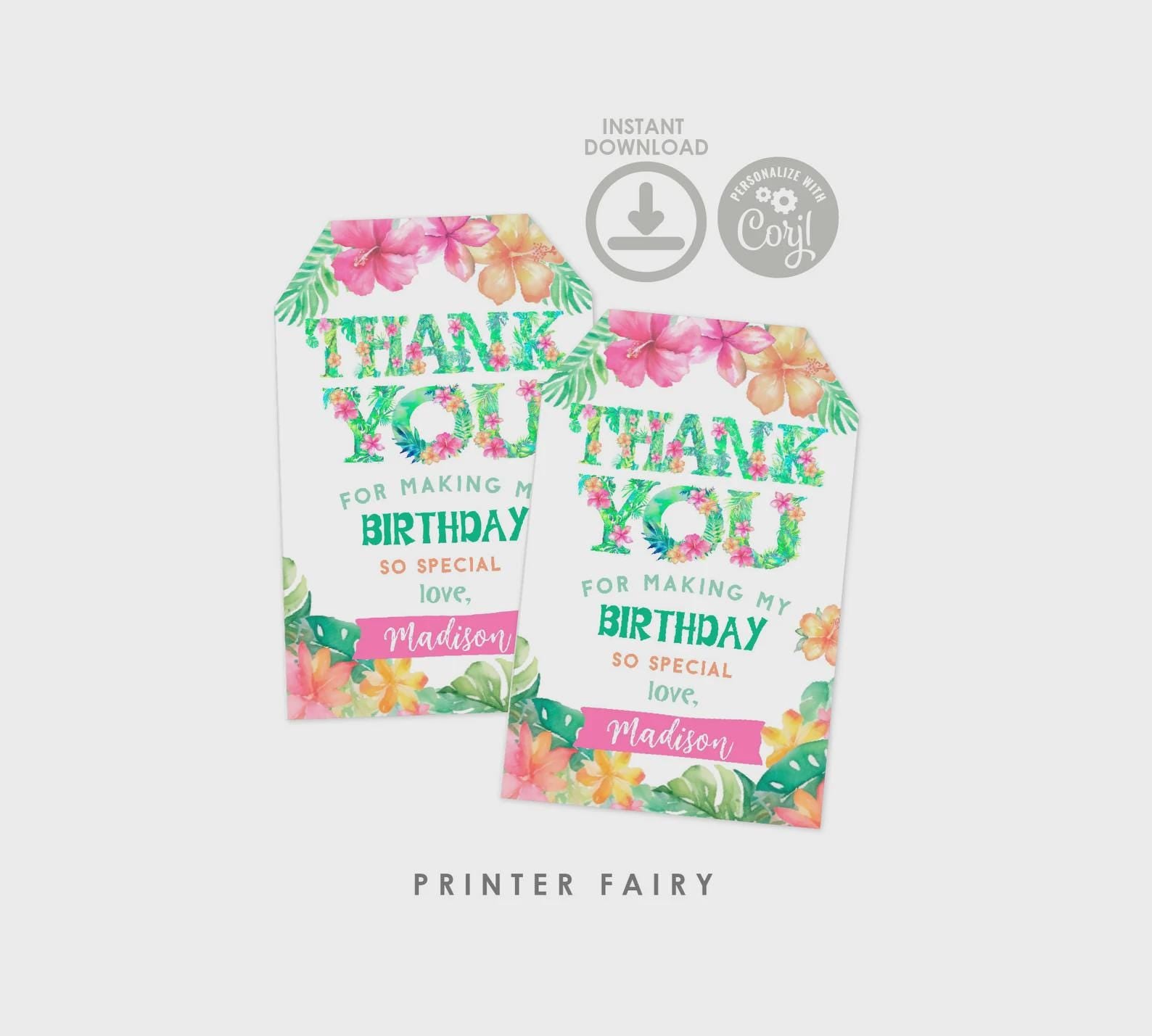 Luau Party Bundle: Editable Invitation, Signs, Toppers (Digital Download)