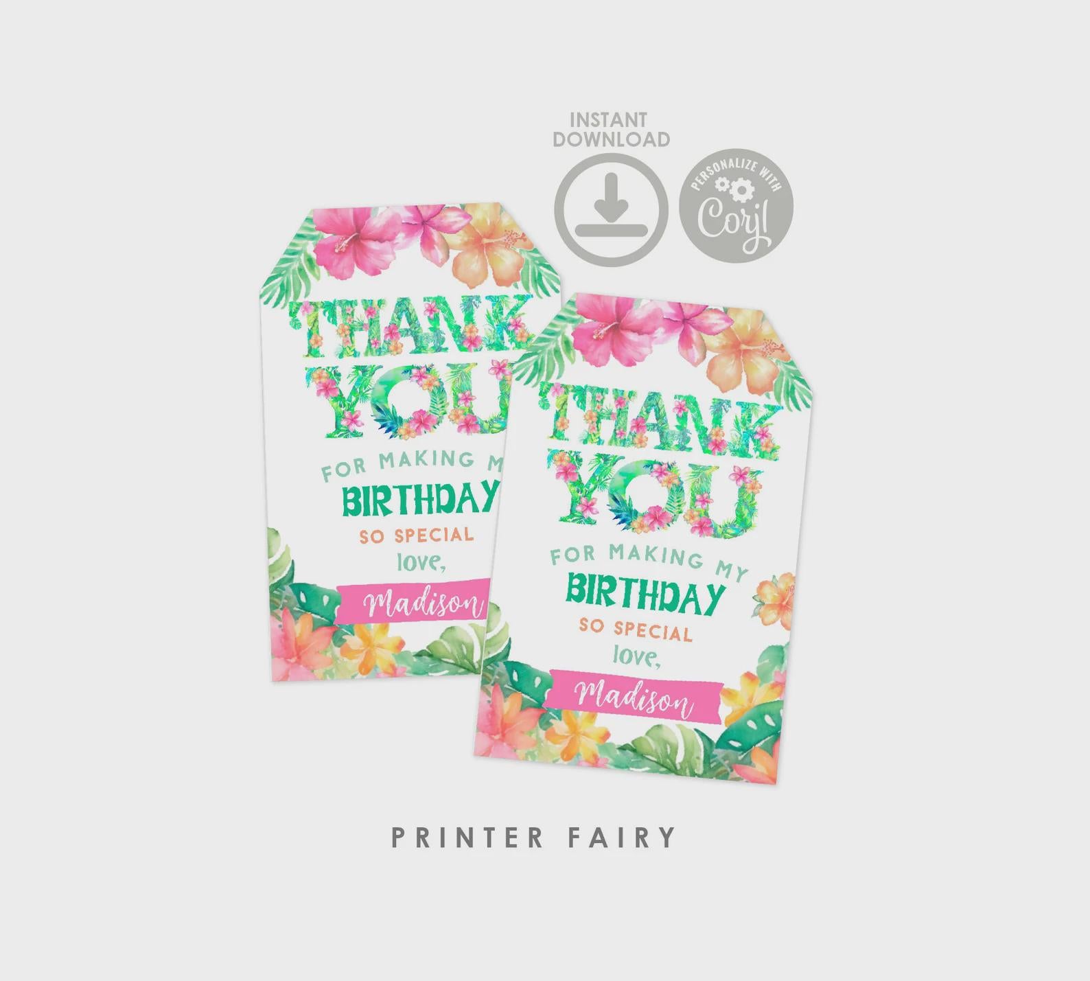 Luau Party Bundle: Editable Invitation, Signs, Toppers (Digital Download)