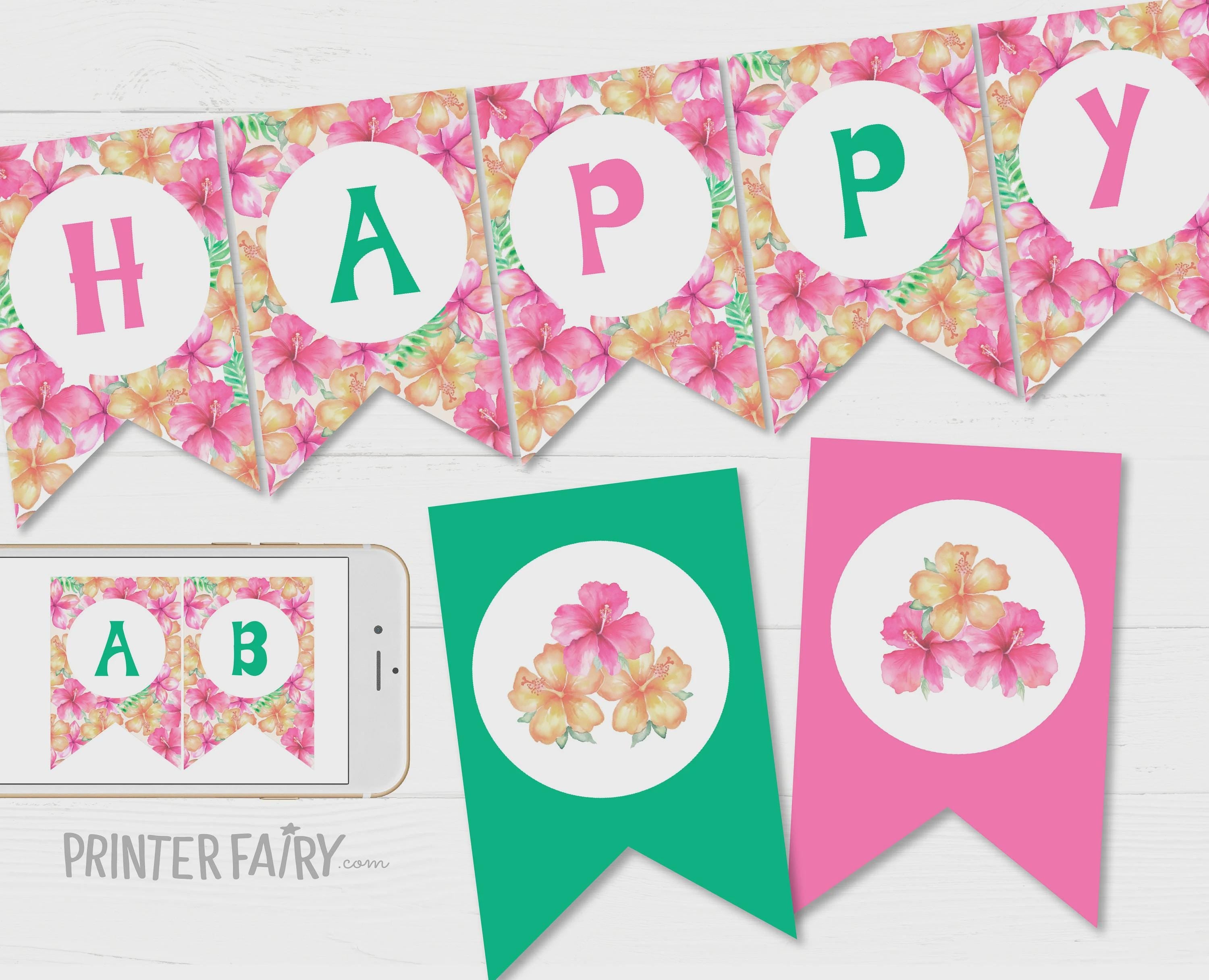 Luau Party Bundle: Editable Invitation, Signs, Toppers (Digital Download)