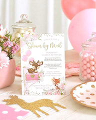 Woodland Animals Baby Shower by Mail Invitation Editable Template (Digital Instant Download)