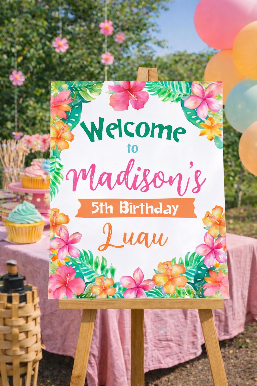 Luau Welcome Sign Editable Template, Customize for any Event, INSTANT DOWNLOAD
