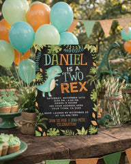 Two Rex Invitation EDITABLE Template for Any Age, Dinosaur Birthday Party, Instant Download