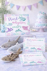 Shark Adoption Center Sign and Certificates, Birthday Party Games (Instant Download)