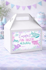 Shark Adoption Party Gable Box Labels, Under the Sea Favors (INSTANT DOWNLOAD)