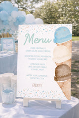 Ice Cream Baby Shower Menu Editable Template, Watercolor Food Table Sign (Digital Instant Download)