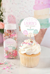 Ice Cream Baby Shower Toppers, Editable Label Template (Digital Instant Download)
