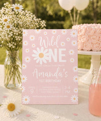 Daisy Wild One 1st Birthday Invitation (Digital Download)