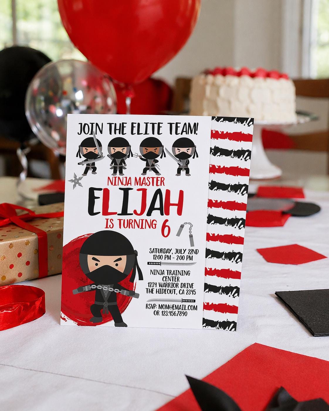 Ninja Birthday Invitation Editable Template, Martial Arts Party (Instant Download)