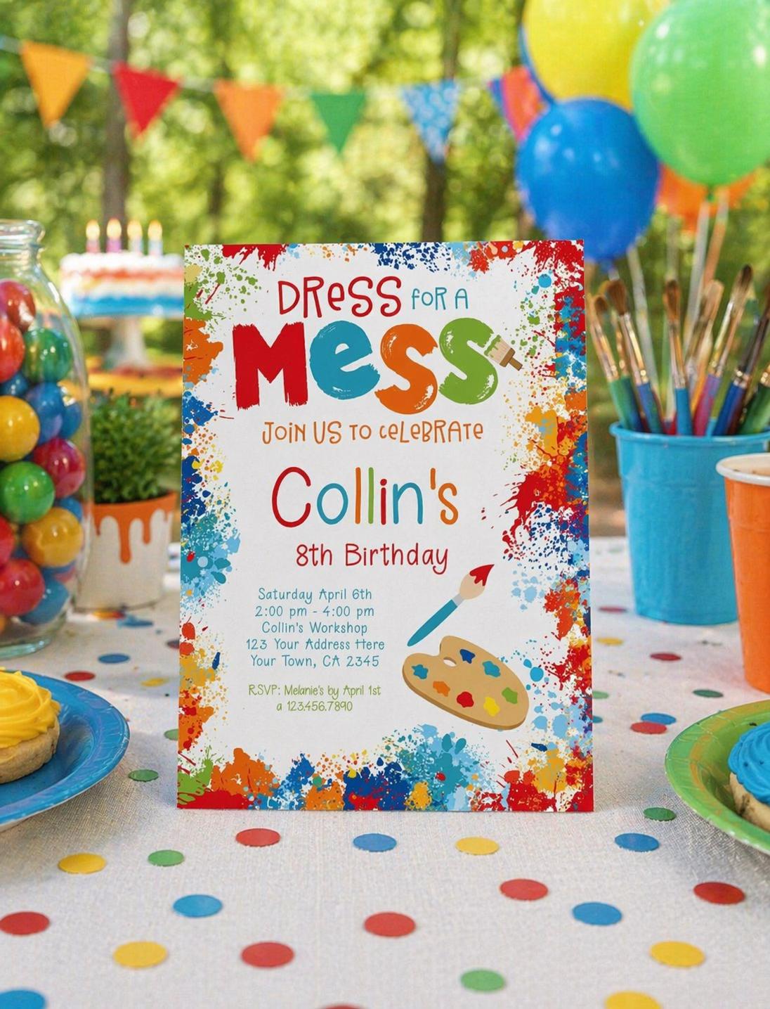 Editable Art Birthday Invitation Editable Template, Painting Party (Instant Download)