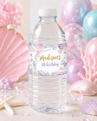 Editable Mermaid Birthday Party Water Bottle Labels (Instant Download)